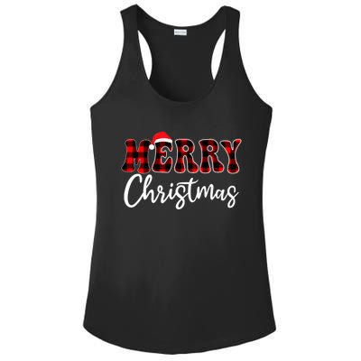 Merry Christmas With Black And Red Plaid Family Ladies PosiCharge Competitor Racerback Tank