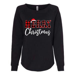 Merry Christmas With Black And Red Plaid Family Womens California Wash Sweatshirt