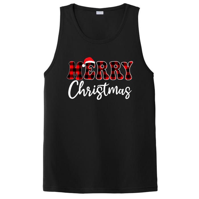 Merry Christmas With Black And Red Plaid Family PosiCharge Competitor Tank