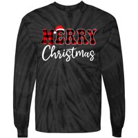 Merry Christmas With Black And Red Plaid Family Tie-Dye Long Sleeve Shirt