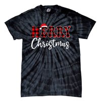 Merry Christmas With Black And Red Plaid Family Tie-Dye T-Shirt