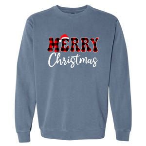 Merry Christmas With Black And Red Plaid Family Garment-Dyed Sweatshirt