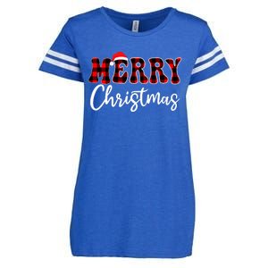 Merry Christmas With Black And Red Plaid Family Enza Ladies Jersey Football T-Shirt