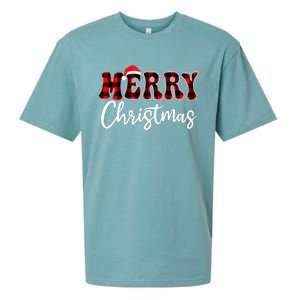 Merry Christmas With Black And Red Plaid Family Sueded Cloud Jersey T-Shirt