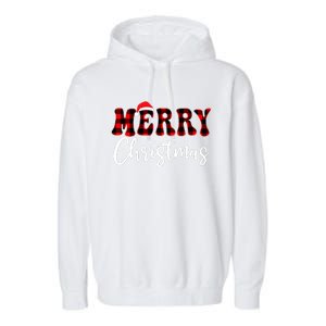 Merry Christmas With Black And Red Plaid Family Garment-Dyed Fleece Hoodie