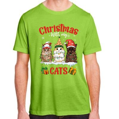 Meowy Christmas With My Cats Feline Fun Christmas Cat Gift Adult ChromaSoft Performance T-Shirt