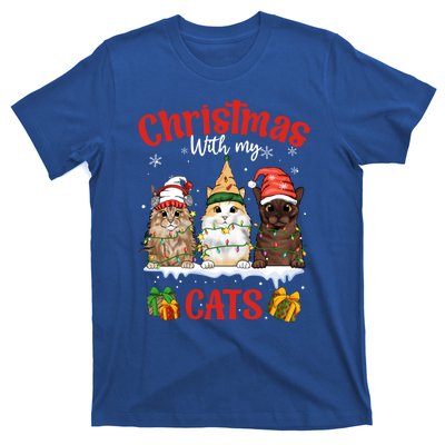 Meowy Christmas With My Cats Feline Fun Christmas Cat Gift T-Shirt