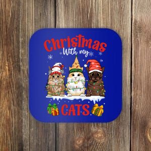 Meowy Christmas With My Cats Feline Fun Christmas Cat Gift Coaster