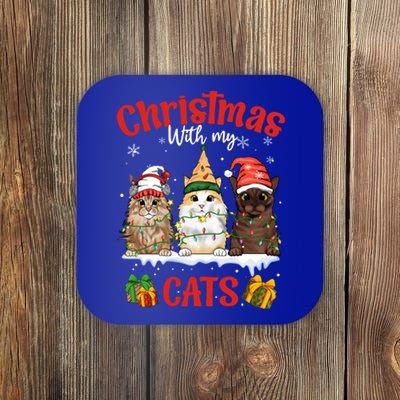 Meowy Christmas With My Cats Feline Fun Christmas Cat Gift Coaster