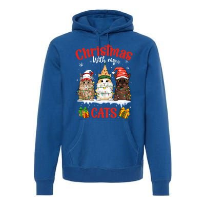 Meowy Christmas With My Cats Feline Fun Christmas Cat Gift Premium Hoodie