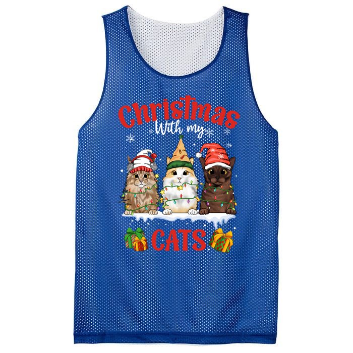 Meowy Christmas With My Cats Feline Fun Christmas Cat Gift Mesh Reversible Basketball Jersey Tank