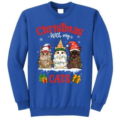 Meowy Christmas With My Cats Feline Fun Christmas Cat Gift Tall Sweatshirt