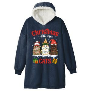 Meowy Christmas With My Cats Feline Fun Christmas Cat Gift Hooded Wearable Blanket