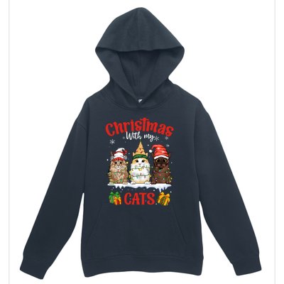 Meowy Christmas With My Cats Feline Fun Christmas Cat Gift Urban Pullover Hoodie