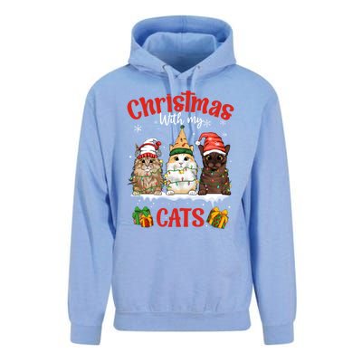 Meowy Christmas With My Cats Feline Fun Christmas Cat Gift Unisex Surf Hoodie