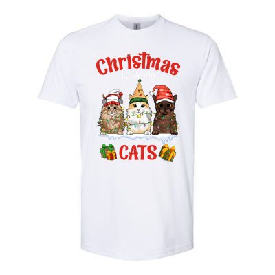 Meowy Christmas With My Cats Feline Fun Christmas Cat Gift Softstyle CVC T-Shirt