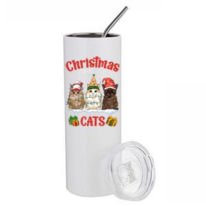 Meowy Christmas With My Cats Feline Fun Christmas Cat Gift Stainless Steel Tumbler