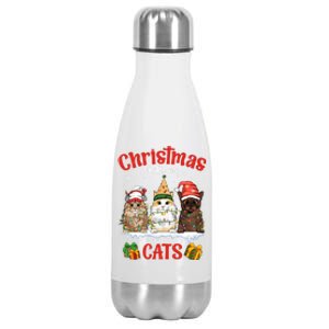 Meowy Christmas With My Cats Feline Fun Christmas Cat Gift Stainless Steel Insulated Water Bottle