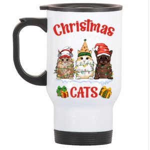 Meowy Christmas With My Cats Feline Fun Christmas Cat Gift Stainless Steel Travel Mug