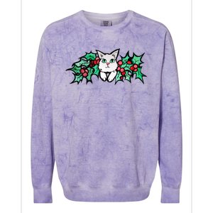 Meowy Catmas White Kitty Christmas Gift Colorblast Crewneck Sweatshirt