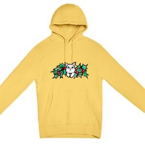 Meowy Catmas White Kitty Christmas Gift Premium Pullover Hoodie