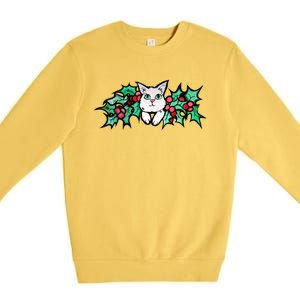 Meowy Catmas White Kitty Christmas Gift Premium Crewneck Sweatshirt