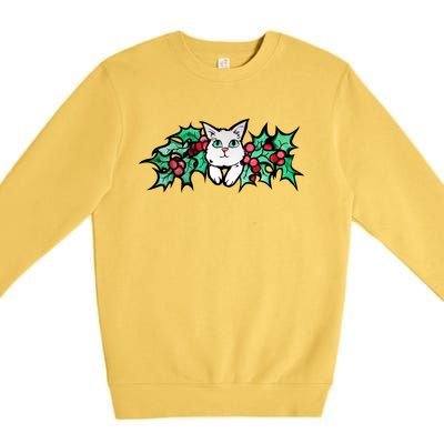 Meowy Catmas White Kitty Christmas Gift Premium Crewneck Sweatshirt