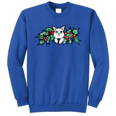 Meowy Catmas White Kitty Christmas Gift Sweatshirt