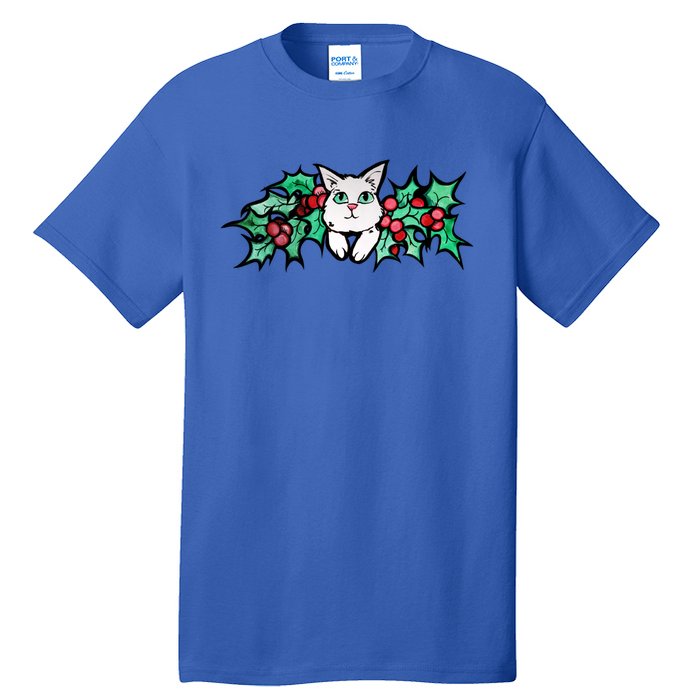 Meowy Catmas White Kitty Christmas Gift Tall T-Shirt