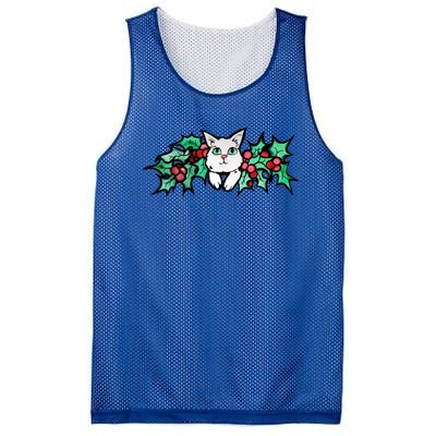 Meowy Catmas White Kitty Christmas Gift Mesh Reversible Basketball Jersey Tank