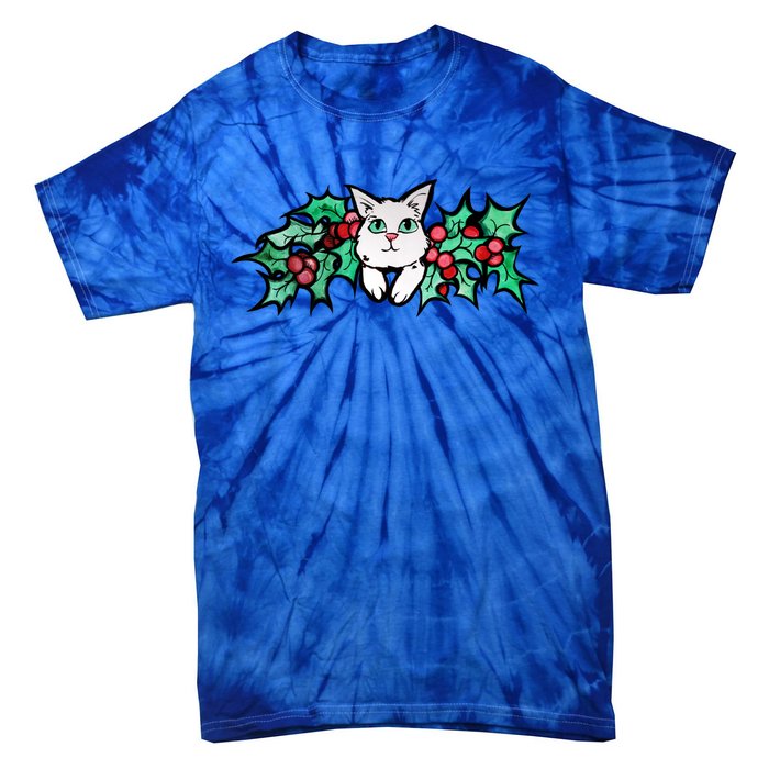 Meowy Catmas White Kitty Christmas Gift Tie-Dye T-Shirt