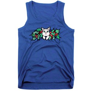 Meowy Catmas White Kitty Christmas Gift Tank Top