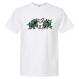 Meowy Catmas White Kitty Christmas Gift Garment-Dyed Heavyweight T-Shirt