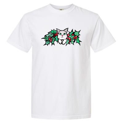 Meowy Catmas White Kitty Christmas Gift Garment-Dyed Heavyweight T-Shirt