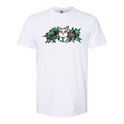 Meowy Catmas White Kitty Christmas Gift Softstyle CVC T-Shirt