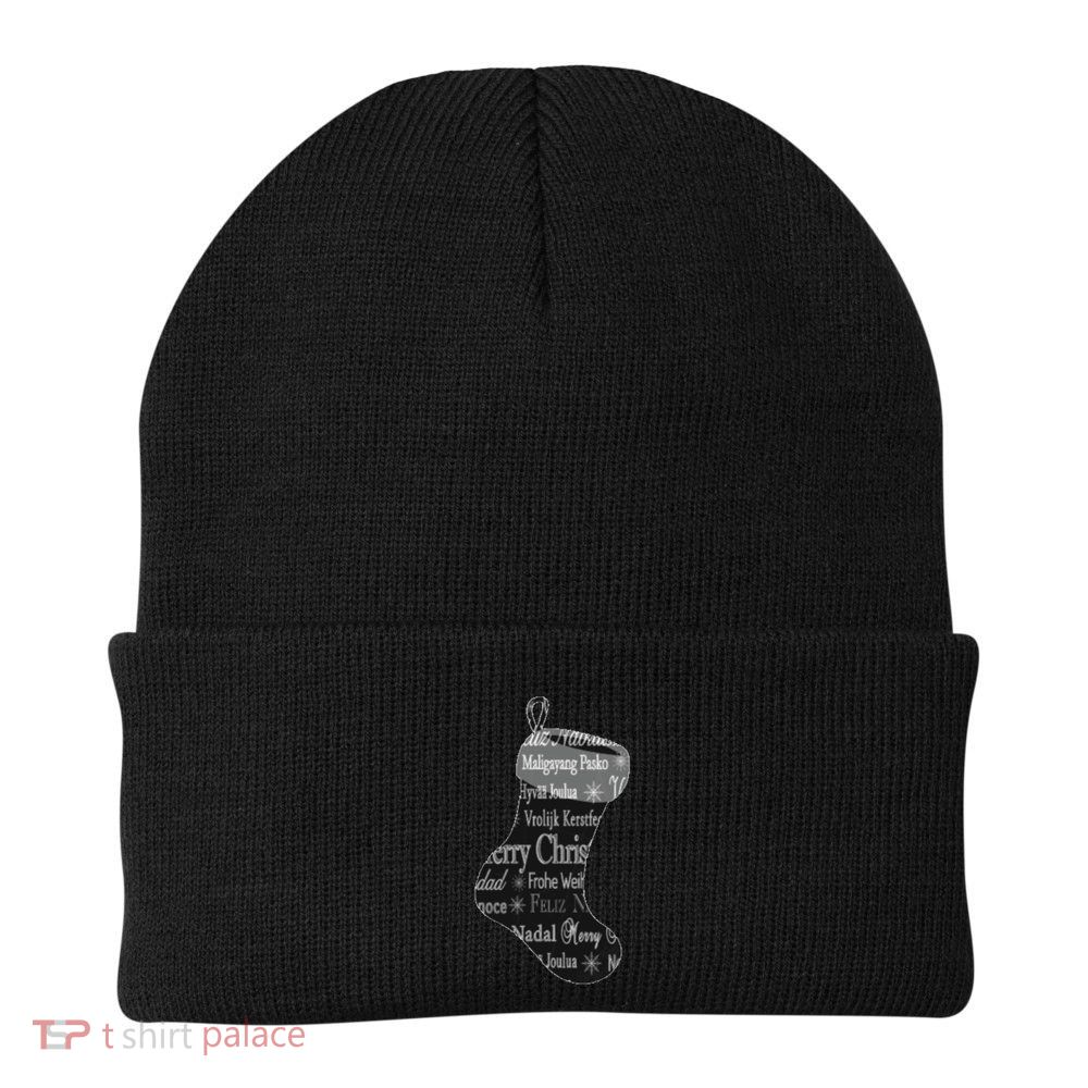Merry Christmas Words World Languages Holiday Stocking Gift Cool Gift Knit Cap Winter Beanie