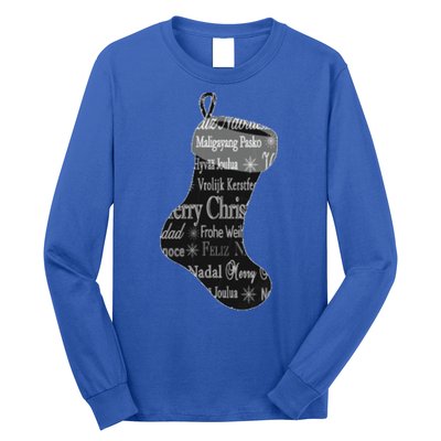 Merry Christmas Words World Languages Holiday Stocking Gift Cool Gift Long Sleeve Shirt