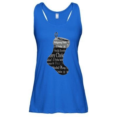 Merry Christmas Words World Languages Holiday Stocking Gift Cool Gift Ladies Essential Flowy Tank