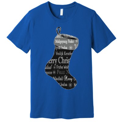 Merry Christmas Words World Languages Holiday Stocking Gift Cool Gift Premium T-Shirt