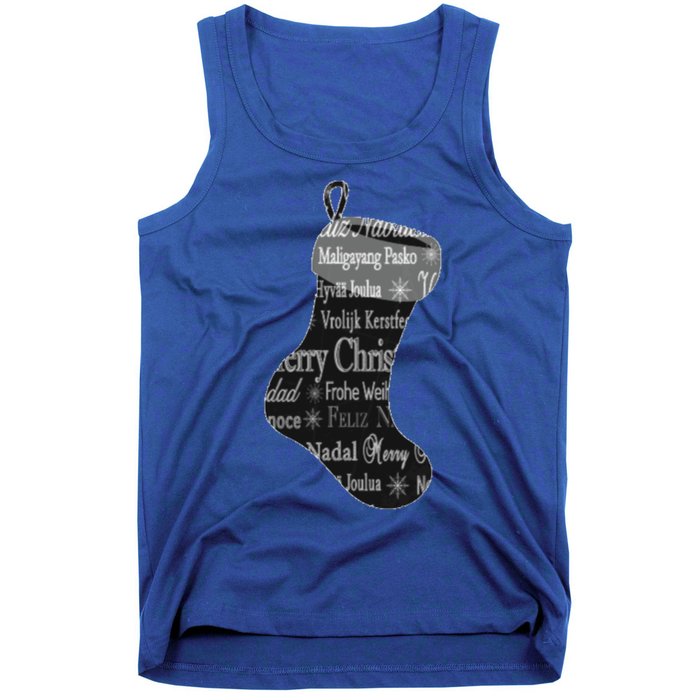 Merry Christmas Words World Languages Holiday Stocking Gift Cool Gift Tank Top