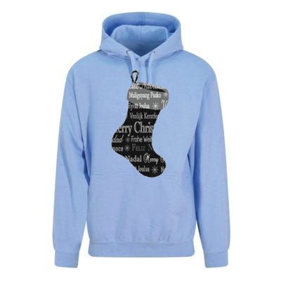 Merry Christmas Words World Languages Holiday Stocking Gift Cool Gift Unisex Surf Hoodie