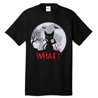 Murderous Cat With Knife Cat What Halloween Funny Cat Tall T-Shirt