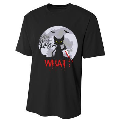 Murderous Cat With Knife Cat What Halloween Funny Cat Performance Sprint T-Shirt