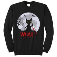 Murderous Cat With Knife Cat What Halloween Funny Cat Tall Sweatshirt