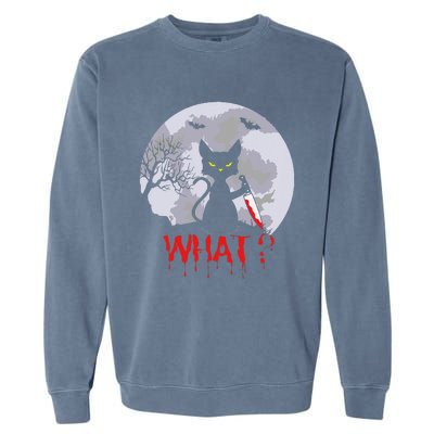 Murderous Cat With Knife Cat What Halloween Funny Cat Garment-Dyed Sweatshirt