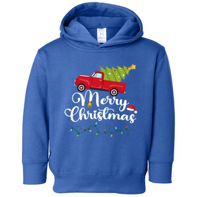 Merry Christmas With Truck Christmas Red Truck Gift Toddler Hoodie