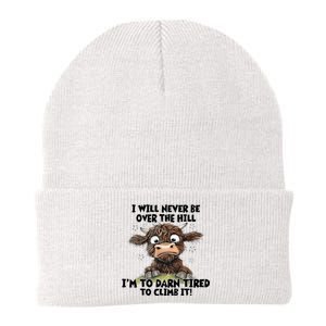 Messy Cow Will Never Be Over Hill I’M Too Darn Tired Climb Knit Cap Winter Beanie