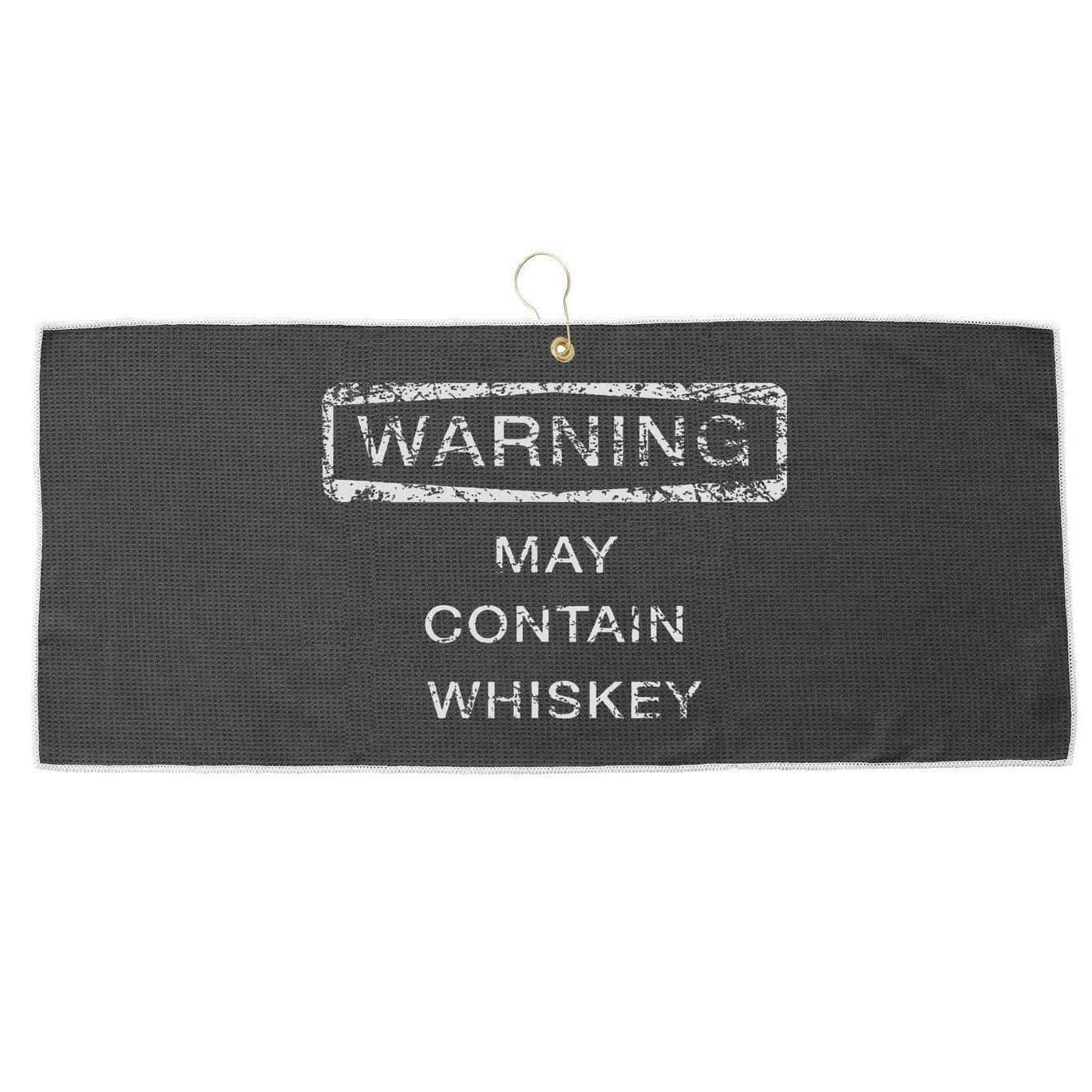 May Contain Whiskey Funny Cute Gift Large Microfiber Waffle Golf Towel