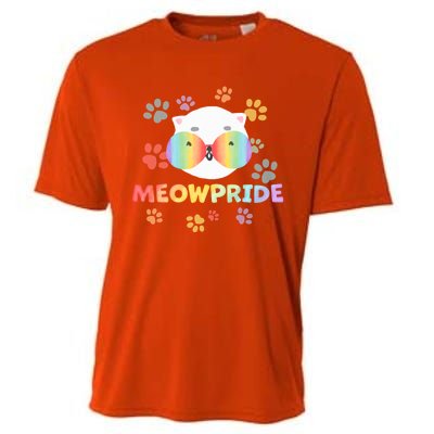 Meowpride Cat With Rainbow Sunglasses Lgbtqia + And Ally Gift Cooling Performance Crew T-Shirt