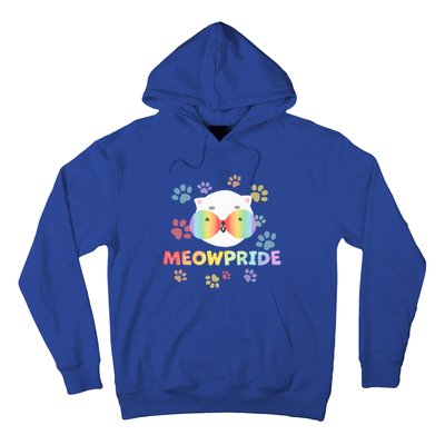 Meowpride Cat With Rainbow Sunglasses Lgbtqia + And Ally Gift Hoodie